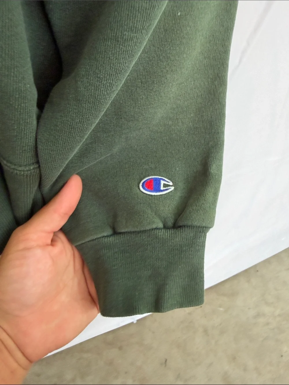 Vintage Champion Navy, Gray & Green Colorblock Crewneck Sweatshirt
